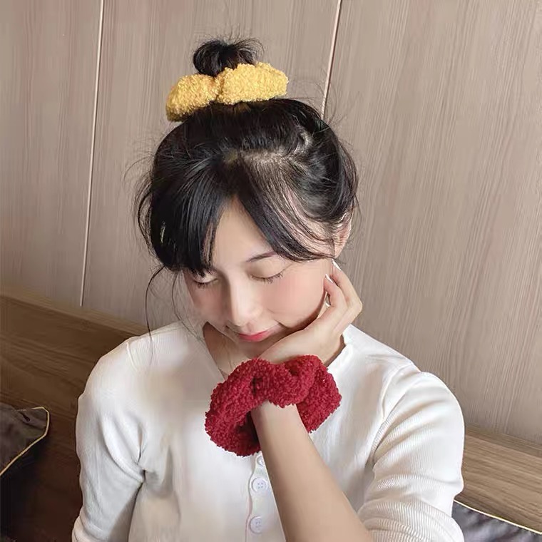 Dây Buộc Tóc Lông Cừu Thiết Kế Đơn Giản Phong Cách Hàn Quốc Mới