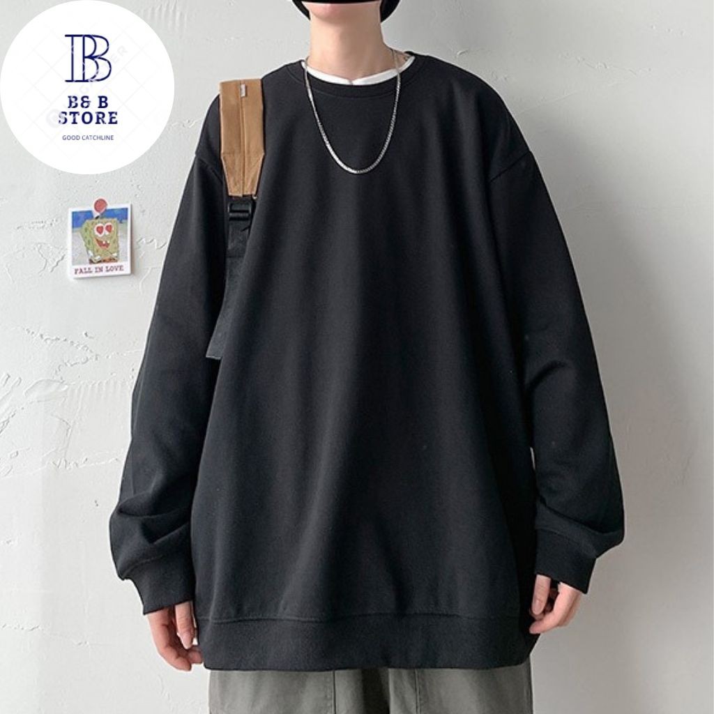 Áo Sweater Nỉ Unisex Tay Dài Form Rộng Nam Nữ Hai Màu Đen Trắng Cực Đẹp Áo Sweater Local Brand | WebRaoVat - webraovat.net.vn