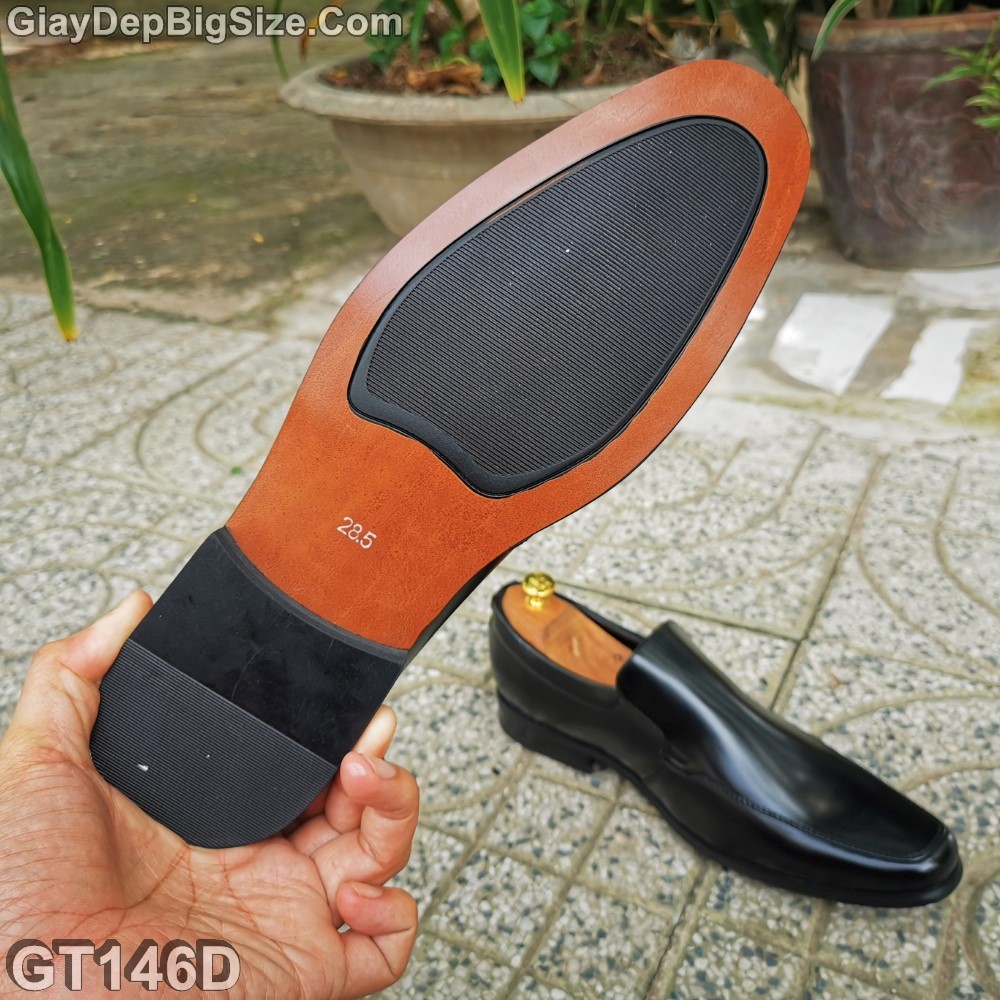 Giày da bò công sở, giày tây xỏ big size cỡ lớn EU:45 cho nam chân to. Large size men’s business shoes for big feet.