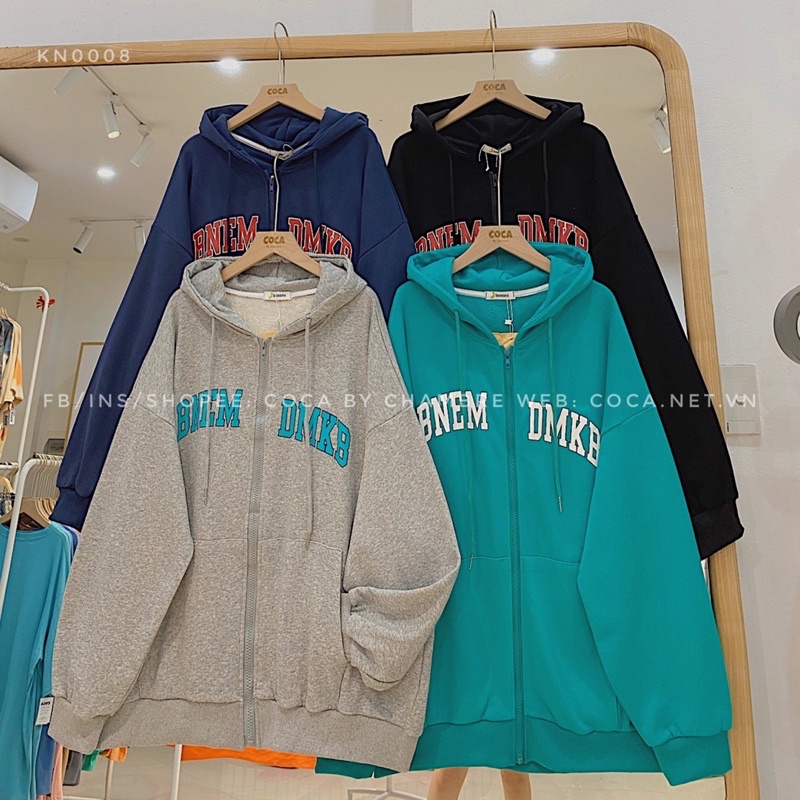 [KN0008]🌈 Áo khoác Hoodie zip nỉ da cá mỏng BNEM DMKB form rộng (Có sẵn/ảnh thật) | BigBuy360 - bigbuy360.vn