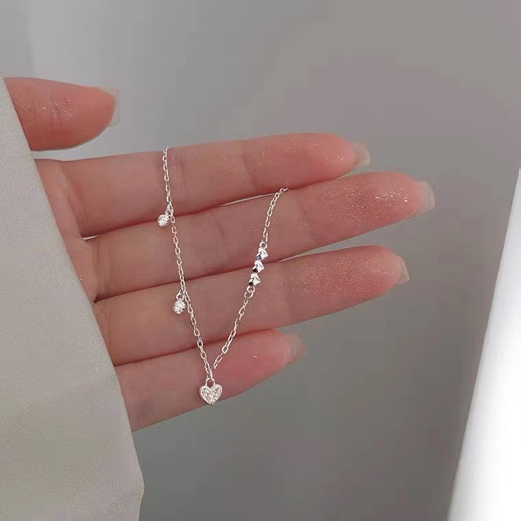 Vòng Tay Mạ Bạc 925 Mặt Hình Trái Tim Đơn Giản Thời Trang Dành Cho Nữ