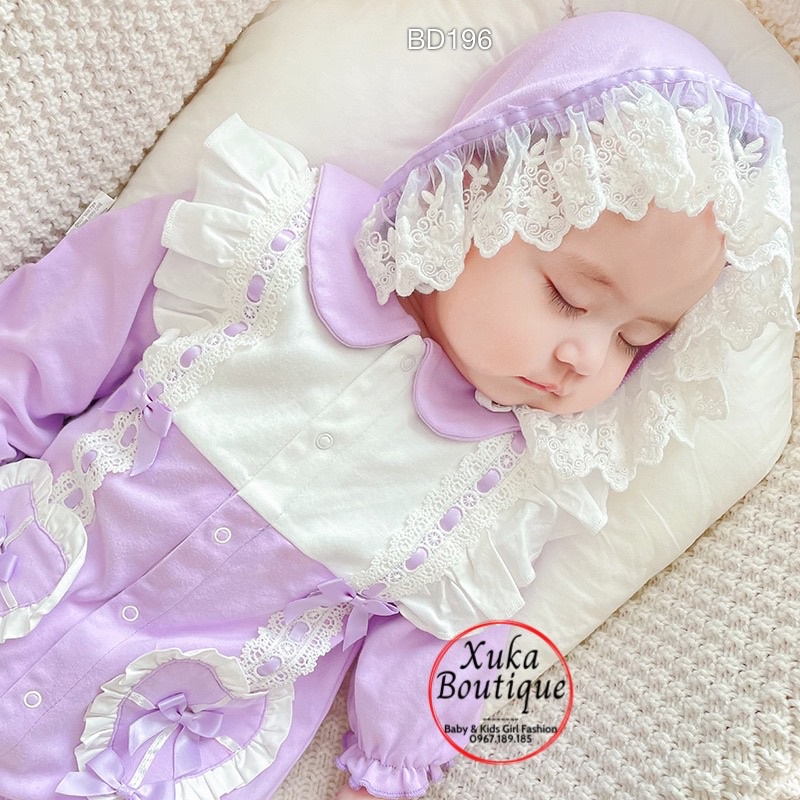 Bộ Body Công Chúa Cho Bé 0-2 Tuổi Style Hàn Quốc Mặc Đầy Tháng, Thôi Nôi Cotton Mềm Dài Tay (2022)