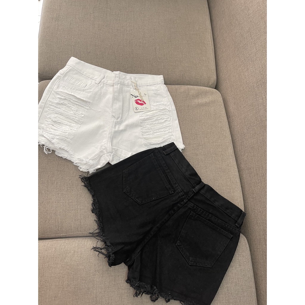 Quần short jean rách không giãn phong cách sexy