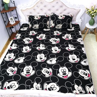 Bộ Ga Phủ Trần Bông 4 Món Vỏ Chăn Lồng Được Ruột MẪU MICKEY ĐEN
