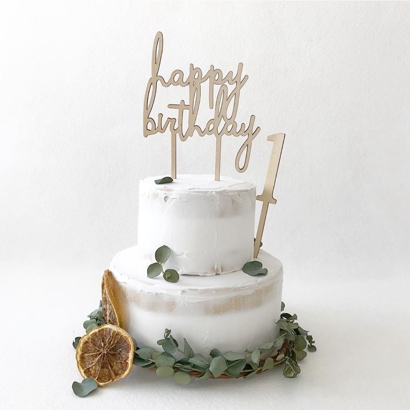 Bộ Chữ Số Gỗ Happy Birthday Trang Trí Bánh Kem - Yori Party
