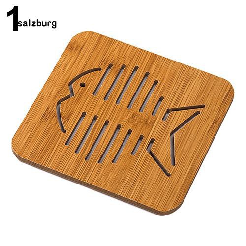 Miếng lót chất liệu gỗ chống trơn kích thước 14.3cm x 14.3cm nhiều kiểu dáng tiện dụng