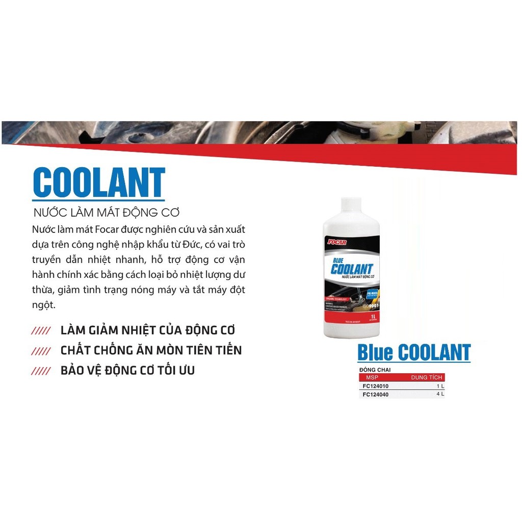 Nước làm mát động cơ màu xanh Focar Blue Coolant 0,85L