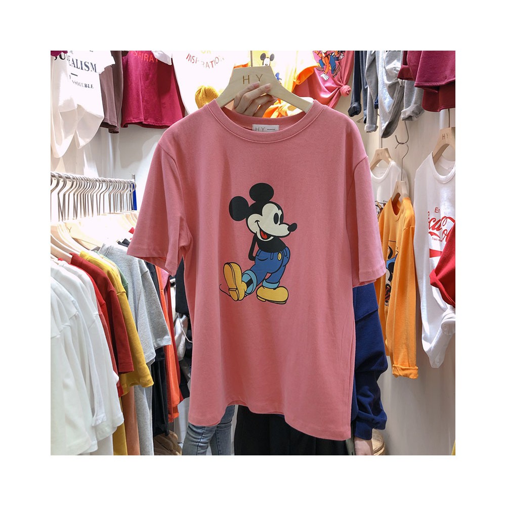Áo phông cộc tay in hình Mickey unisex nam nữ (hàng chất lượng cao)