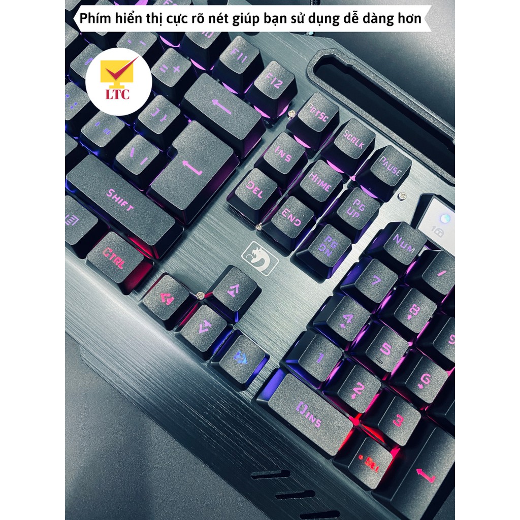 Bàn phím gaming có led đổi màu 10 chế độ khác nhau, tặng kèm kê tay, kiểu dáng giả cơ cho máy tính, pc, laptop, LTC