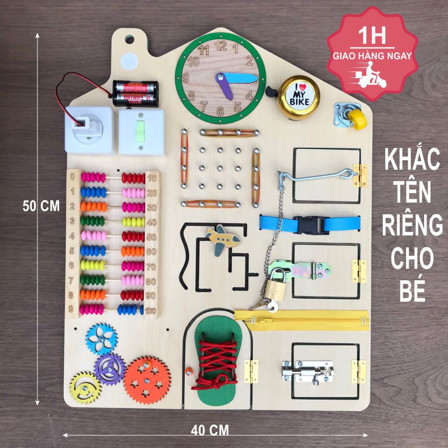 Bảng bận rộn-Busy board-Đồ chơi kích thích phát triển kỹ năng vận động tinh cho bé