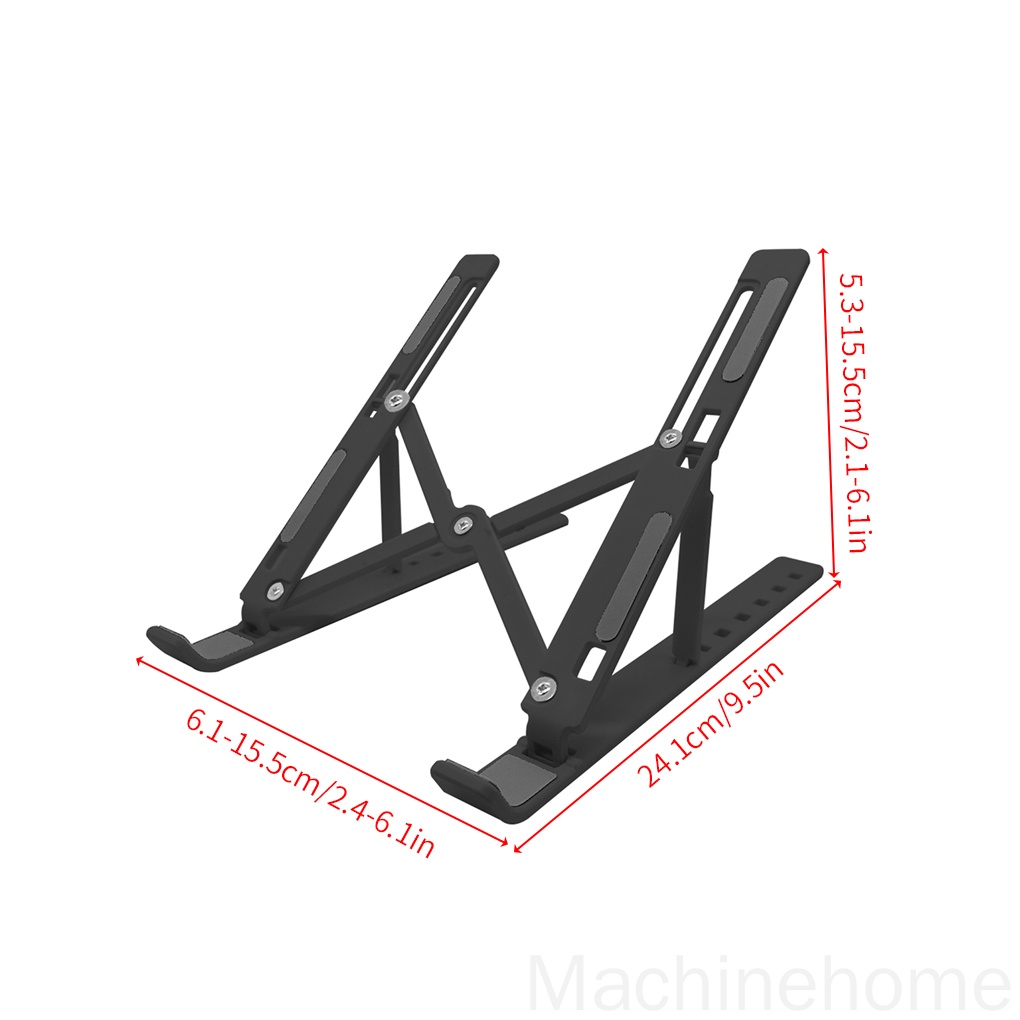 Giá đỡ máy tính xách tay dạng gấp bằng nhựa màu đen có thể điều chỉnh tiện dụng