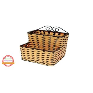 Ống đũa nhựa giả mây 2 ngăn