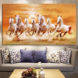 Tranh Canvas Treo Tường Trang Trí Hình Ngựa Trắng (Không Kèm Khung)