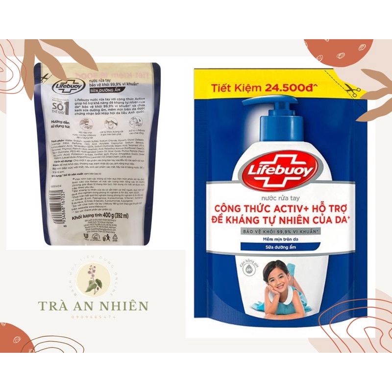 Nước rửa tay Lifebuoy bảo vệ khỏi 99.9% vi khuẩn túi 400gr