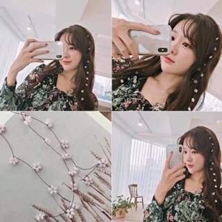 Kẹp dây hoa dài cài tóc kết hoa nhí xinh xắn đáng yêu nhiều màu