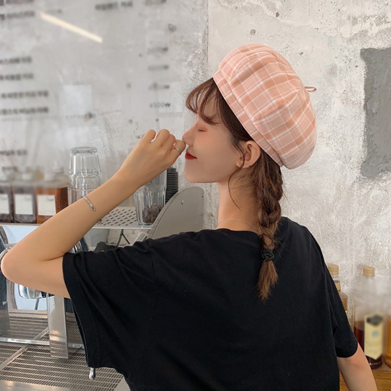 Mũ Lưỡi Trai Họa Tiết Ca Rô Phong Cách Cổ Điển Dành Cho Nữ