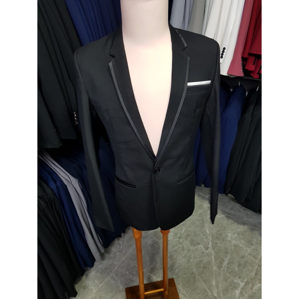 [Giá Chất] Áo vest nam body kiểu đen viền đen