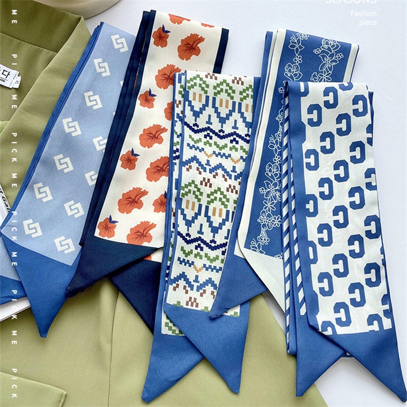 Khăn Choàng Cổ / Băng Đô Cài Tóc Bằng Lụa Cỡ Nhỏ Đính Nơ Ruy Băng Đa Năng Trang Trí Túi Xách