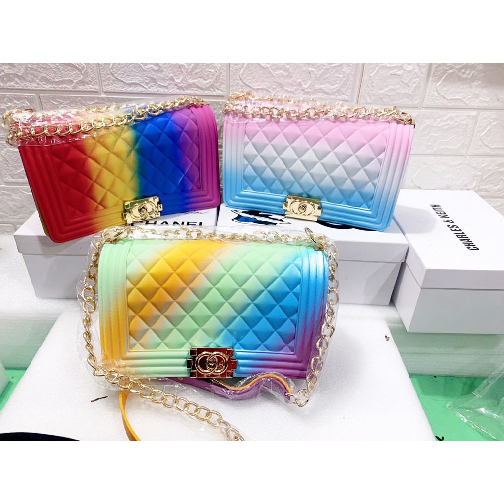 Túi xách BOY cầu vồng, BOY 7 màu size 25