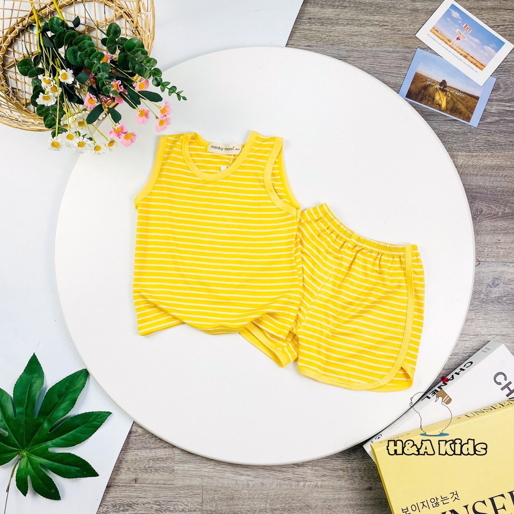 Bộ quần áo ba lỗ cho bé trai bé gái kẻ sọc ngang, thun lạnh.  Cả bộ quần áo. Bé 9-32kg . MMBL16 Shop-Mẹ-Rùa