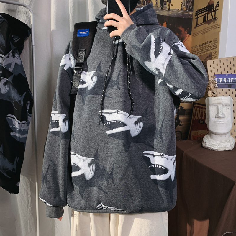 Áo Hoodie Có Nón Tay Dài In Họa Tiết Cá Tính Sành Điệu Cao Cấp