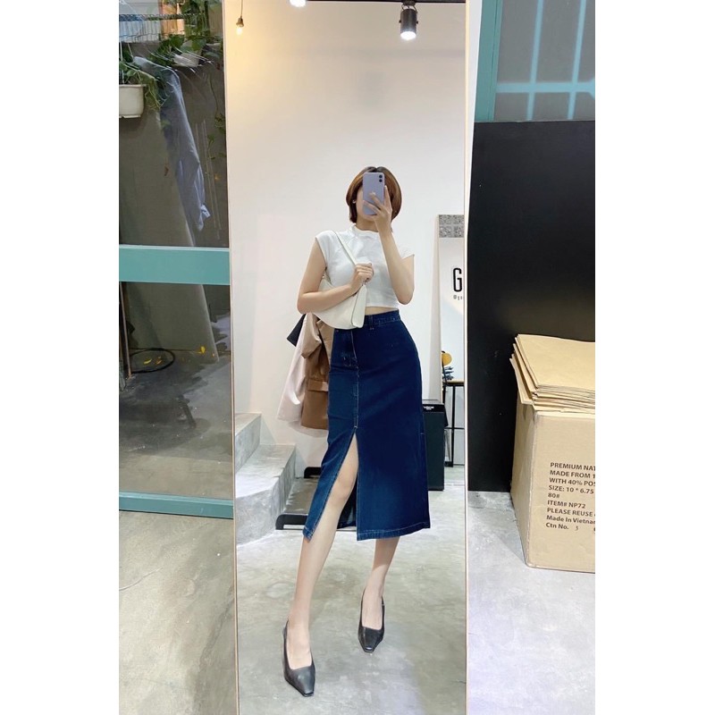 chân váy jean chữ A dài xẻ lai styleulzzang siêu đẹp ạ ( hình thật 100%) | BigBuy360 - bigbuy360.vn