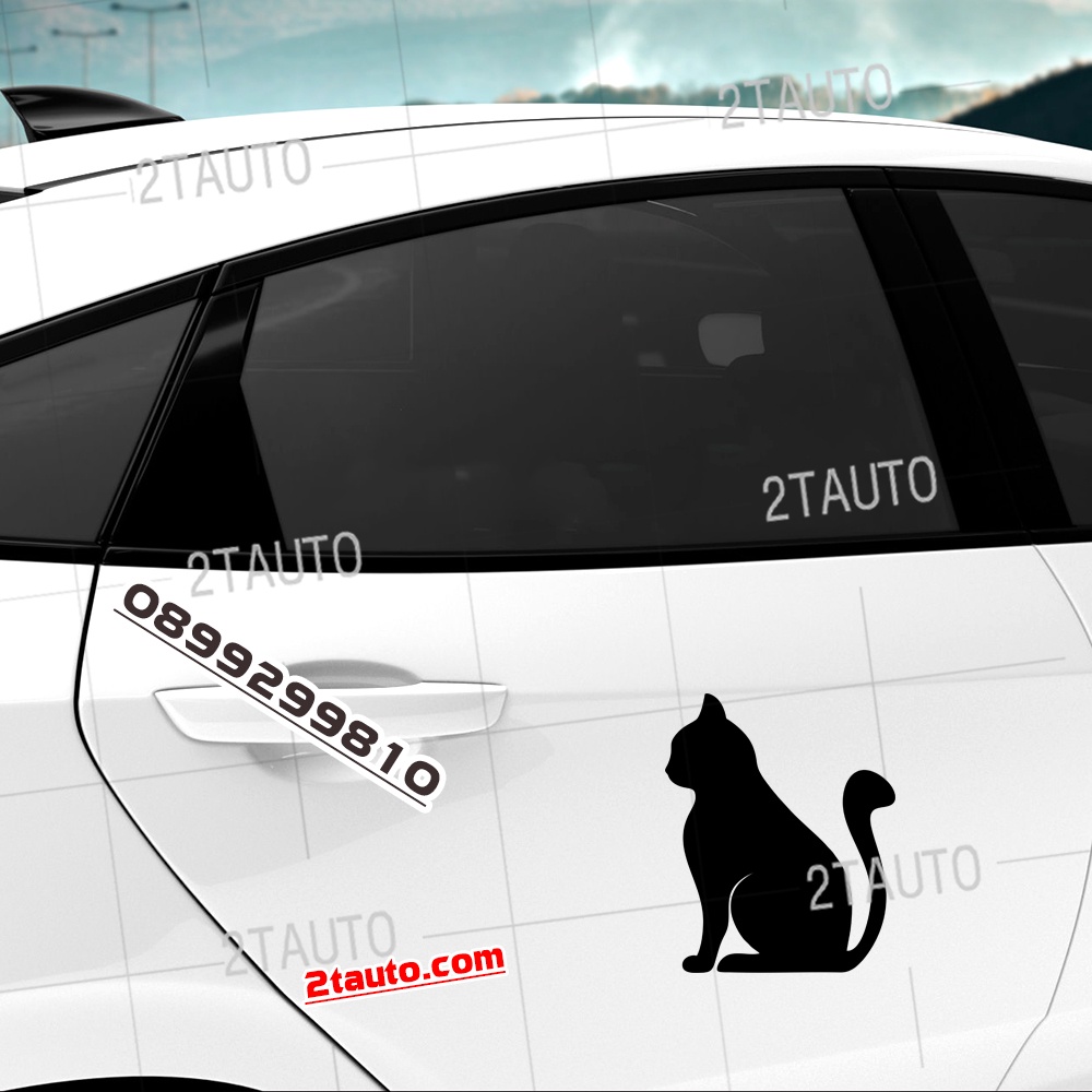 Tem decal HÌNH CON MÈO dán xe nhiều kích thước, chống thấm nước, logo CHÚ MÈO dán trang trí ô tô xe hơi - MẪU 10