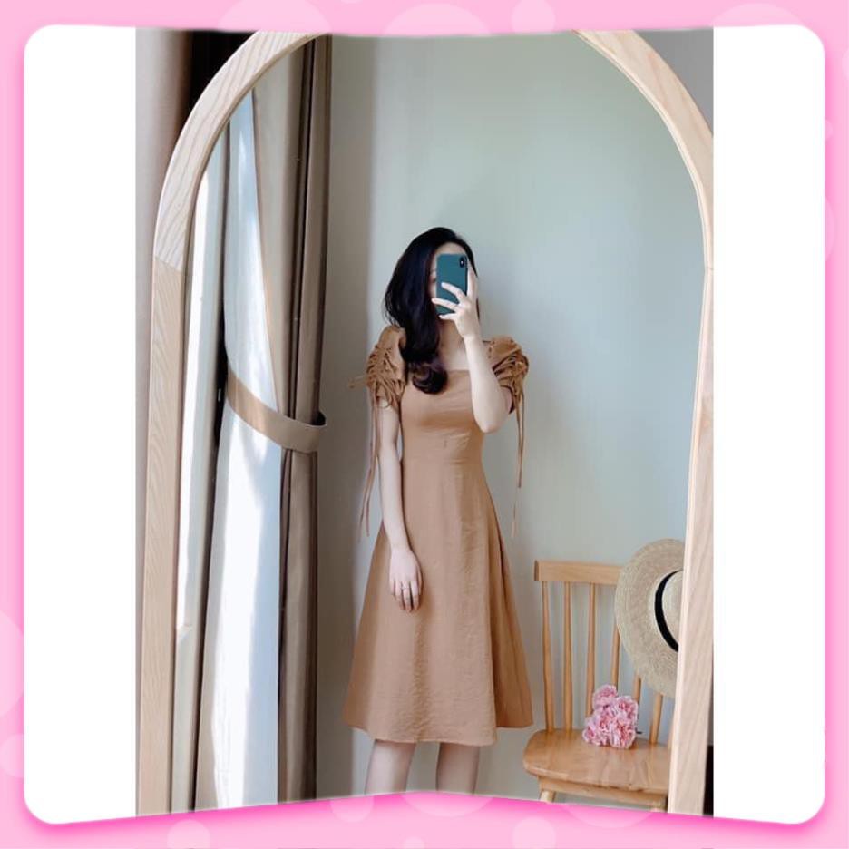 Đầm Nữ, Đầm dự tiệc cổ vuông tay bồng rút dây sang chảnh V | BigBuy360 - bigbuy360.vn