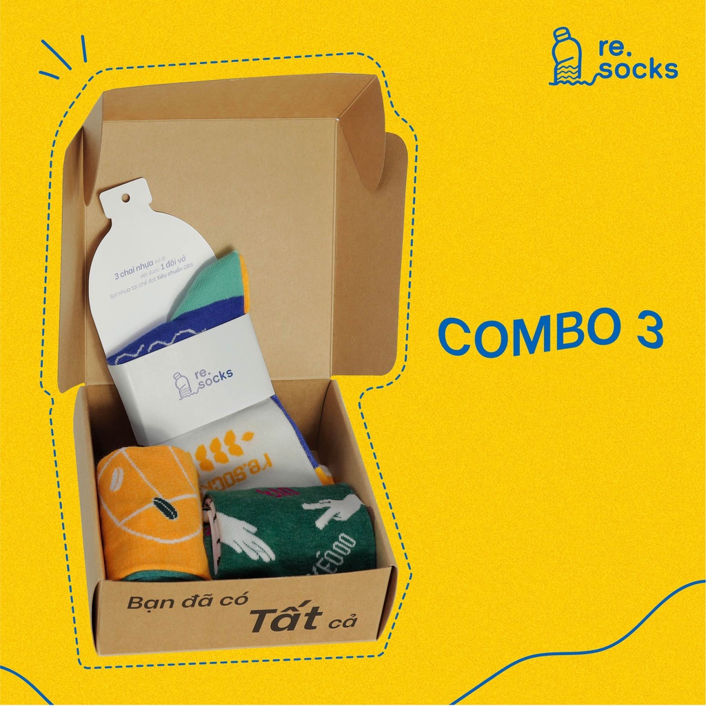 Combo "RỰC RỠ" - Tất Thời Trang Cổ Cao Sợi Tái Chế - Re.socks - Thông Thoáng, Bền Nhẹ