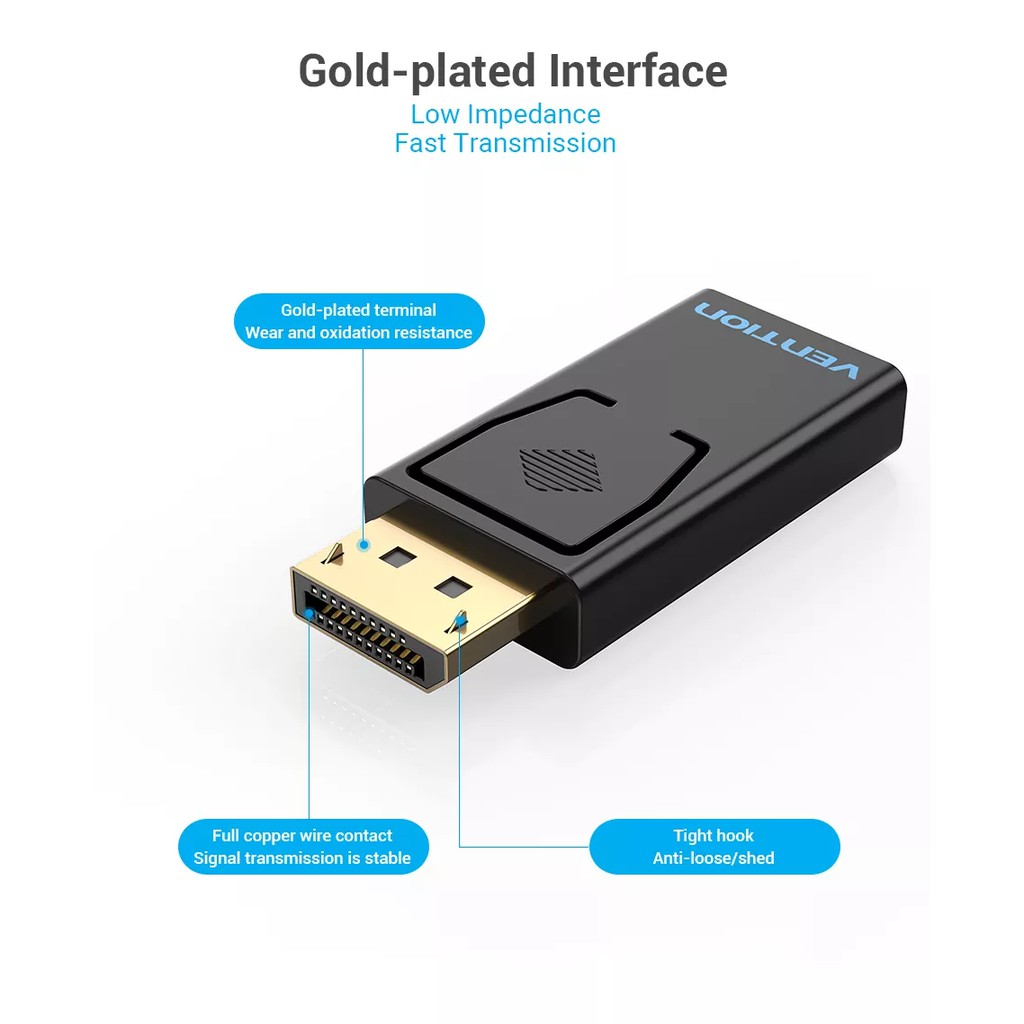 Jack chuyển Displayport sang HDMI chất lượng Full HD Vention