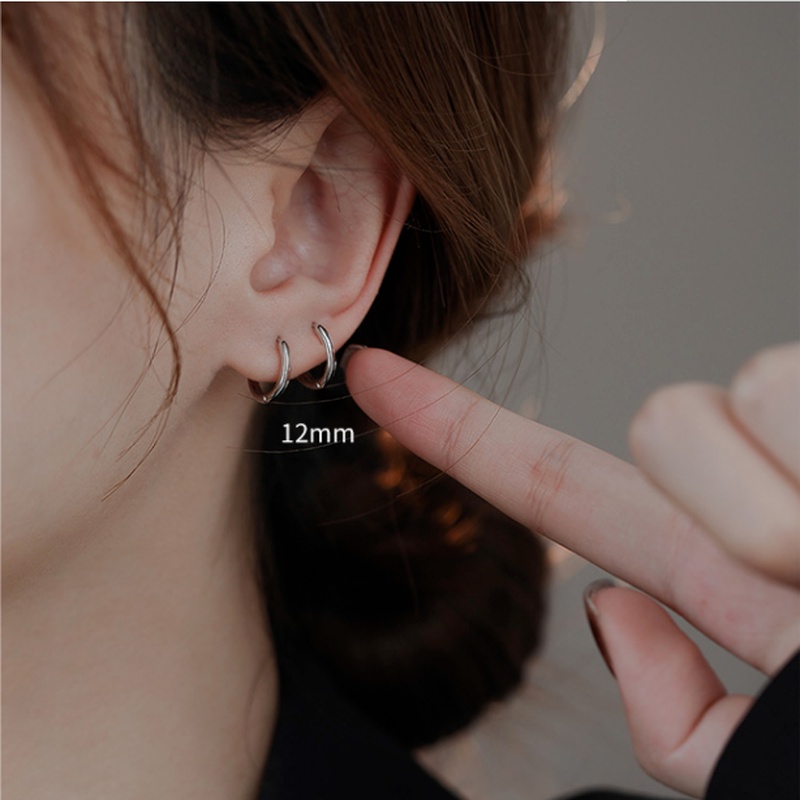Khuyên Tai Tròn Nhỏ Bằng Thép Titan Không Gỉ 8 / 10 / 12 / 14 Mm Chống Thấm Nước