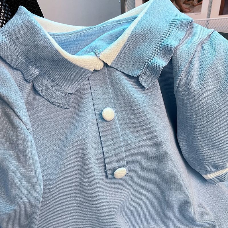 Áo Thun Dệt Kim Cổ Polo Tay Ngắn Thời Trang Mùa Hè Hàng Mới Dành Cho Bạn Nữ