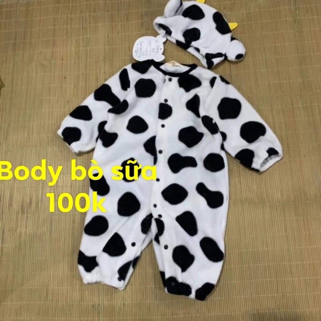 Body lông kèm mũ cho bé