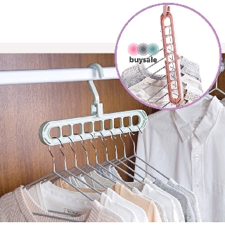 Móc treo đồ 9 lỗ thông minh xoay 360 độ có thể xếp gọn theo chiều dọc giúp tiết kiệm không gian tủ đồ - BSPK103
