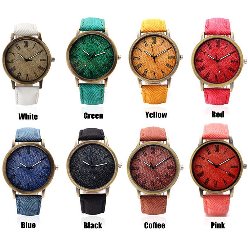 Đồng hồ analog máy quartz mặt số La Mã dây da thật