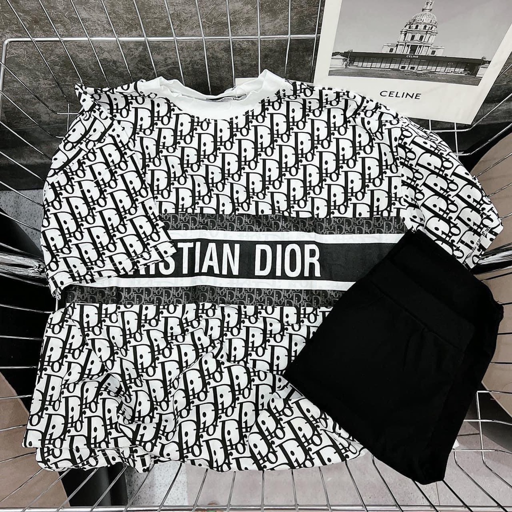 Bộ lửng mặc nhà cho nữ, áo thun cotton in, quần borip dày dăn, form rộng, mặc thoải mái