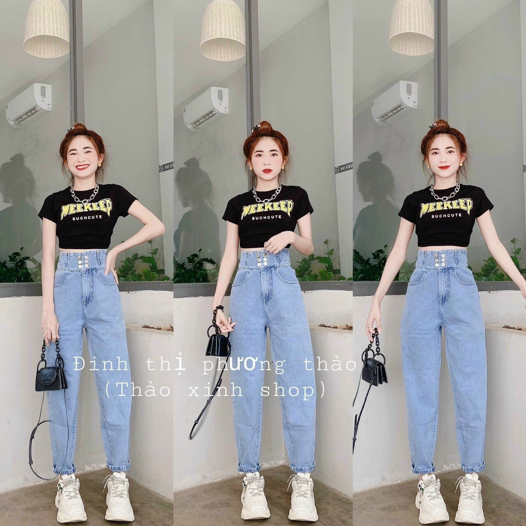 Quần Baggy Jean Nữ Lưng Cao,Hàng Chuẩn Shop