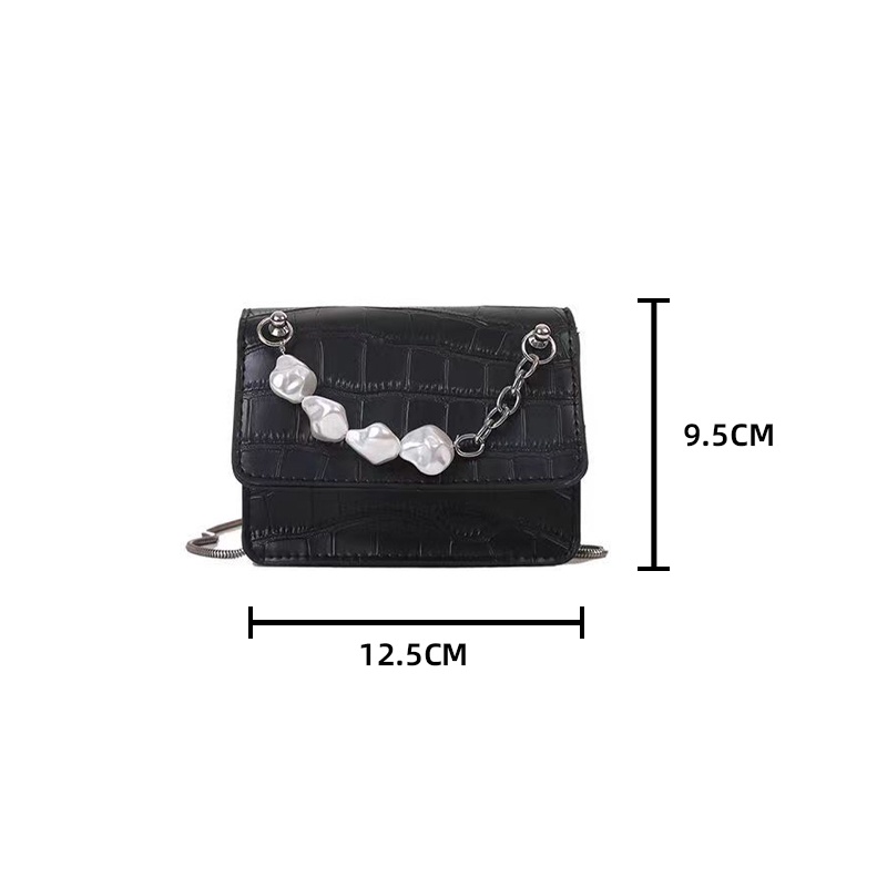 Túi đeo chéo mini dây xích ngọc trai da rắntúi hộp vuông