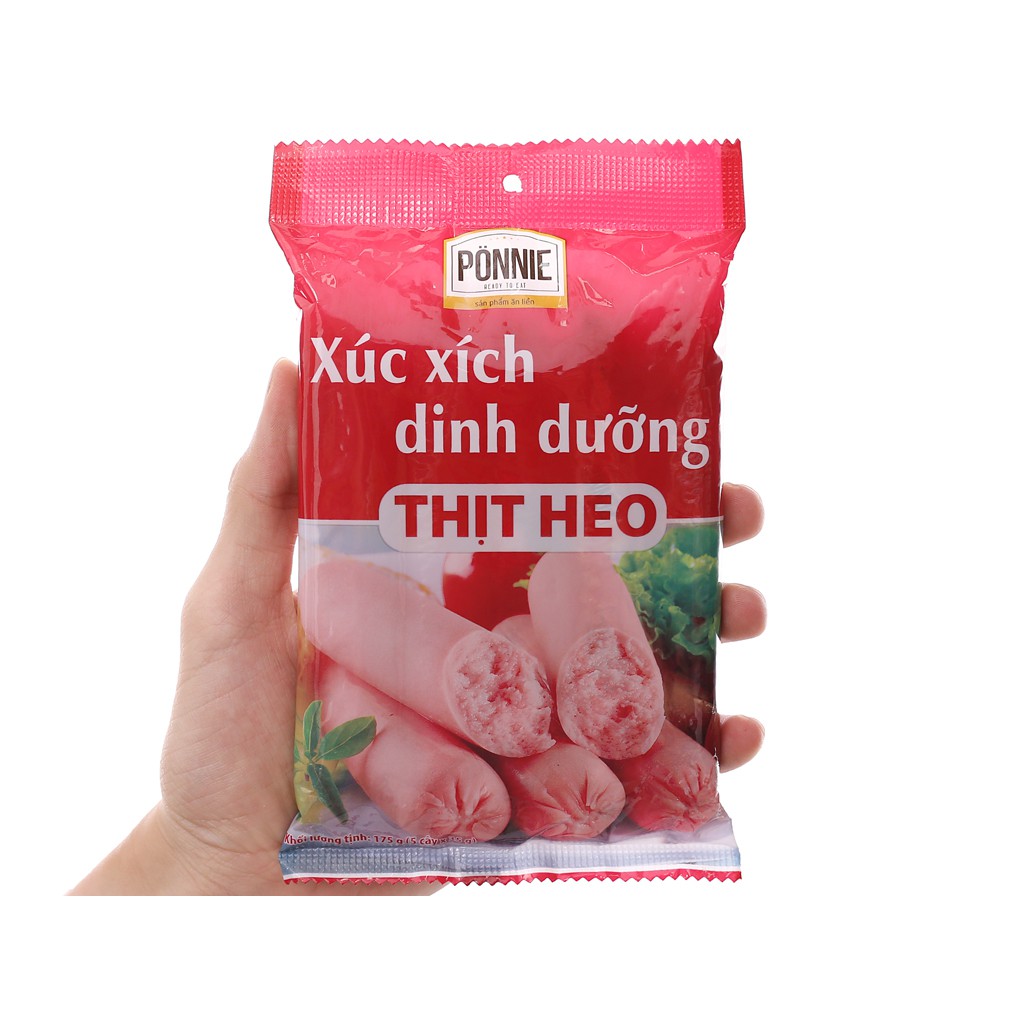 Bịch 5 cây Xúc xích dinh dưỡng thịt heo Ponnie 175gr