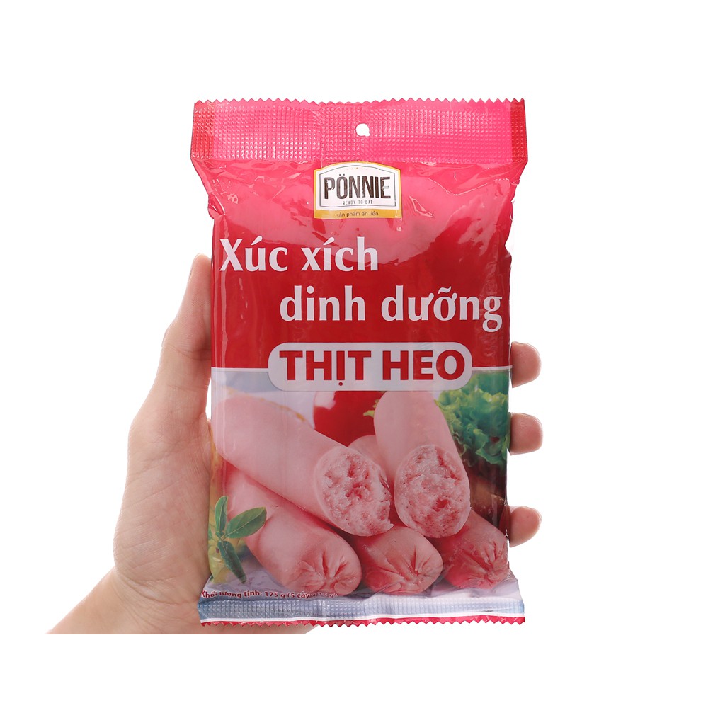 Combo 5 bịch Xúc xích dinh dưỡng thịt heo Ponnie gói 175g