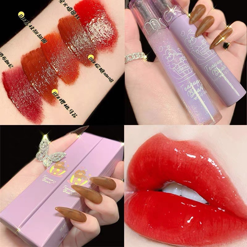 HOT TAOBAO — Son Bóng Dưỡng Ẩm Môi Căng Mọng MAFFICK Dupe ROMAND GLASTING Hình Gấu Dễ Thương | Thế Giới Skin Care