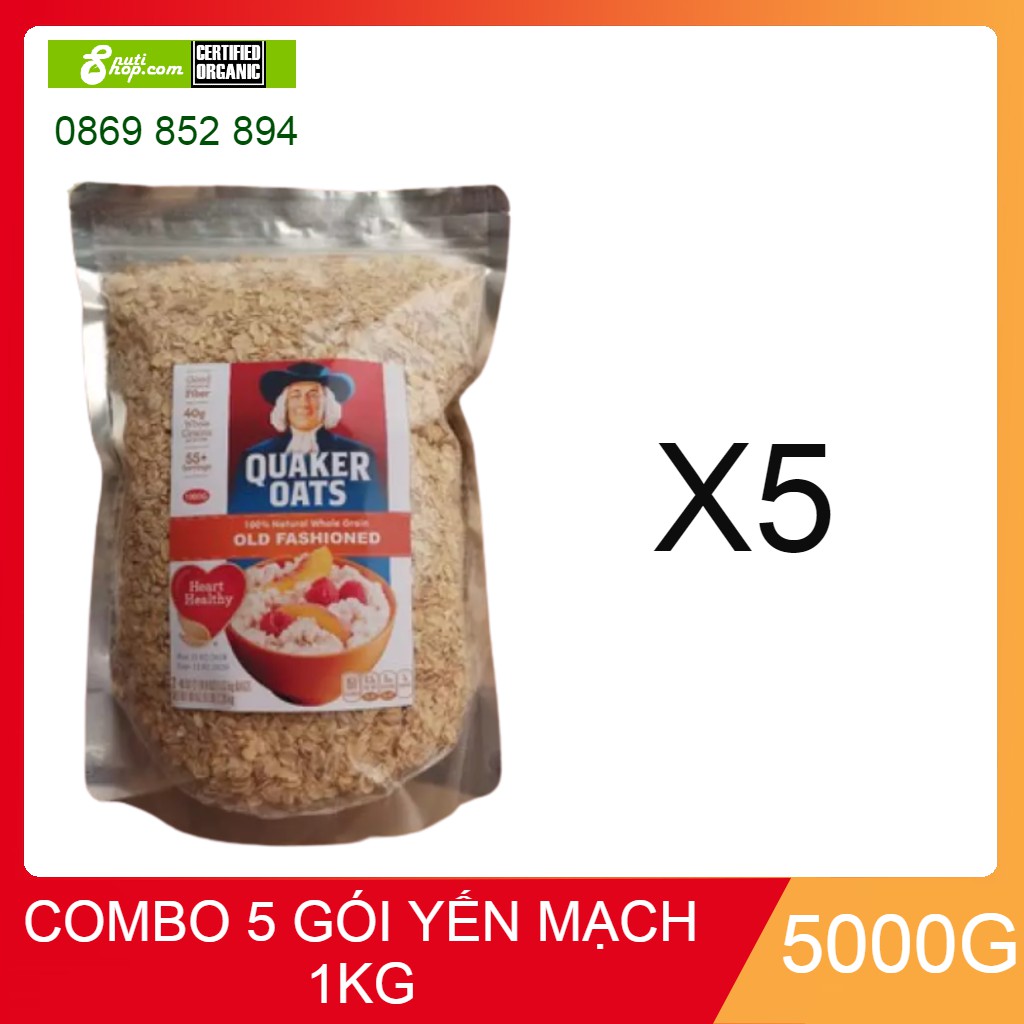 Combo 5kg yến mạch Quaker Oats cán mỏng