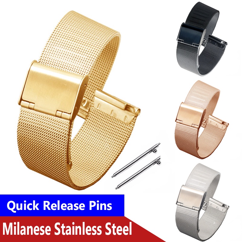 Dây Đeo Thay Thế Chất Liệu Thép Không Gỉ Dạng Lưới Thời Trang Cho 18/20/22mm 0.4