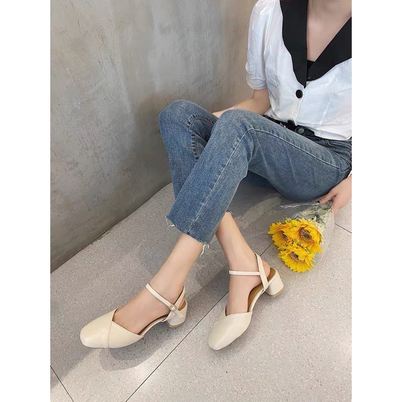 Giày da lolita mary jane phong cách Hàn quốc quai ngang