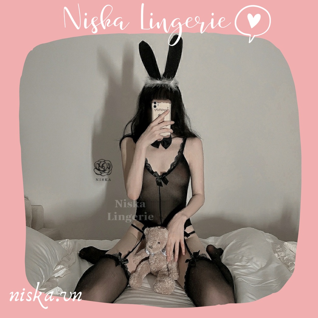 Bộ cosplay thỏ (kèm vớ, có 2 màu) - Mã C137