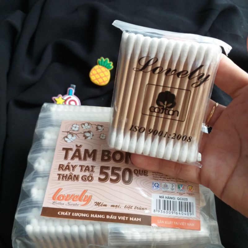 Tăm bông ráy tai thân gỗ lovely bông lớn