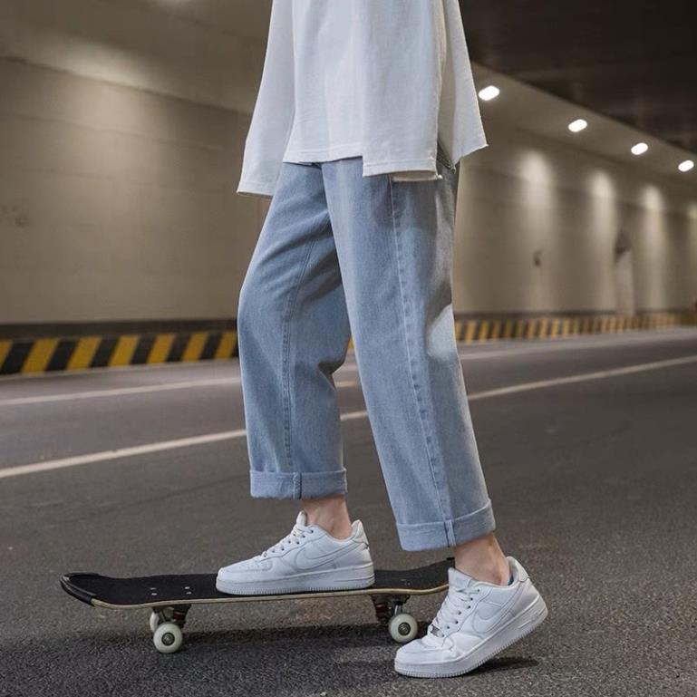 Quần Jean Baggy nam xanh sáng nhạt ống xuông rộng Q4 - quân bò baggy nam hottrend 2022 ⚡