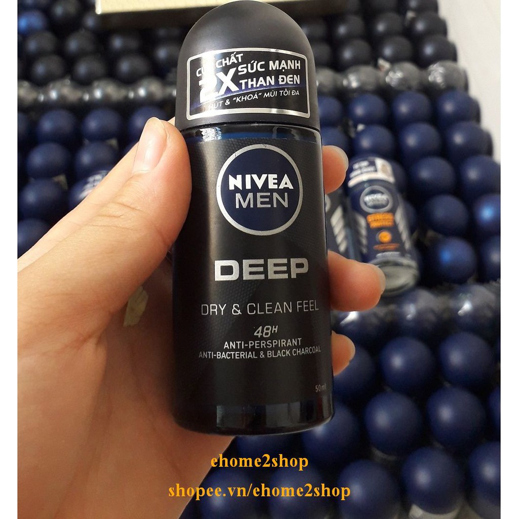 Lăn Khử Mùi Nivea Nam 50ml Deep Dry & Clean Feel shopee.vn/ehome2shop.