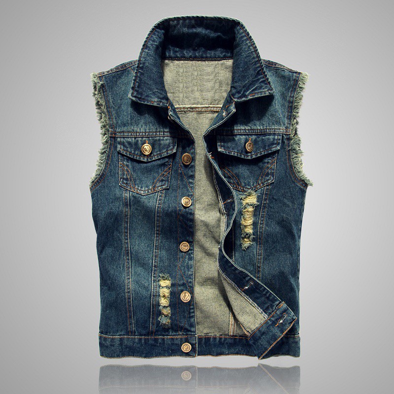 GIẢM GIÁ Áo khoác bò nam ba lỗ thời trang vải jeans dày dặn mẫu mới aobonam-J21