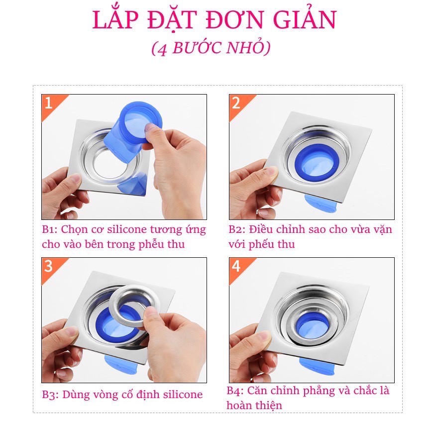 Bịt cống silicon chặn mùi hôi cống bộ nắp phễu thoát sàn chống trào ngược ngăn côn trùng khử mùi 88146 Cr7
